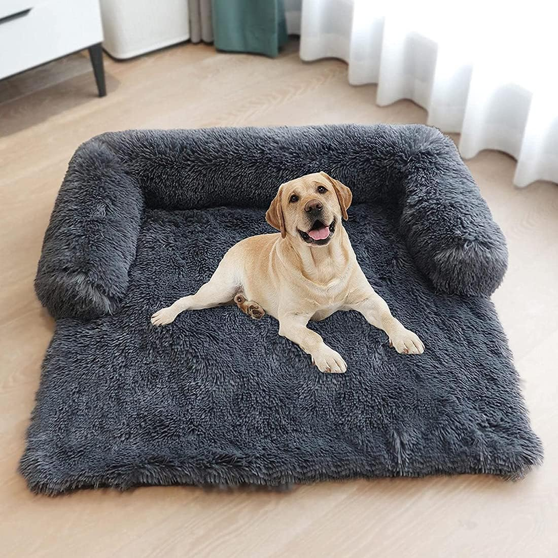 Pet Bed Soft Dog Bed, Deluxe Dog Sofa, Plush Dog Basket with Zipper, Dog Blanket Cozy Dog Couch for Small, Medium-Sized Dogs and Cats,Grau,L image number 5