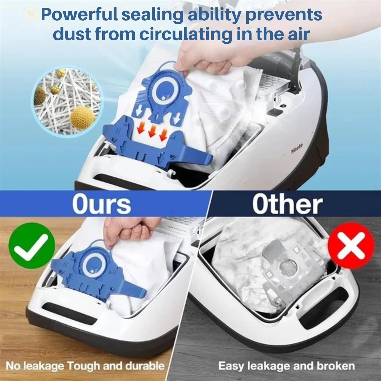 Hygieia 12X Vacuum Dust Bags for All Miele Vacuum Cleaners, 3D Hyclean Efficiency Replacement for Miele Vacuum Bags, FJM Type (Pack of 12) image number 2