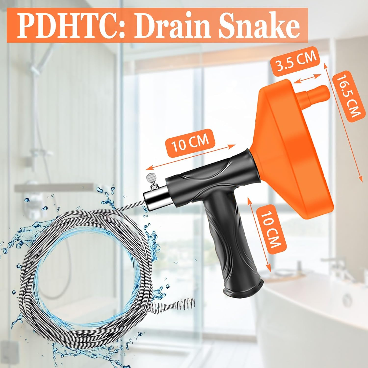 Pipe Cleaning Spiral 10 M Drain Snake Clog Remover Tool - Drain Cleaner Spiral for Sewerage, Kitchen, Bathroom, Shower, Toilet, Clogged Drains, Opener, Pipe Cleaner image number 6