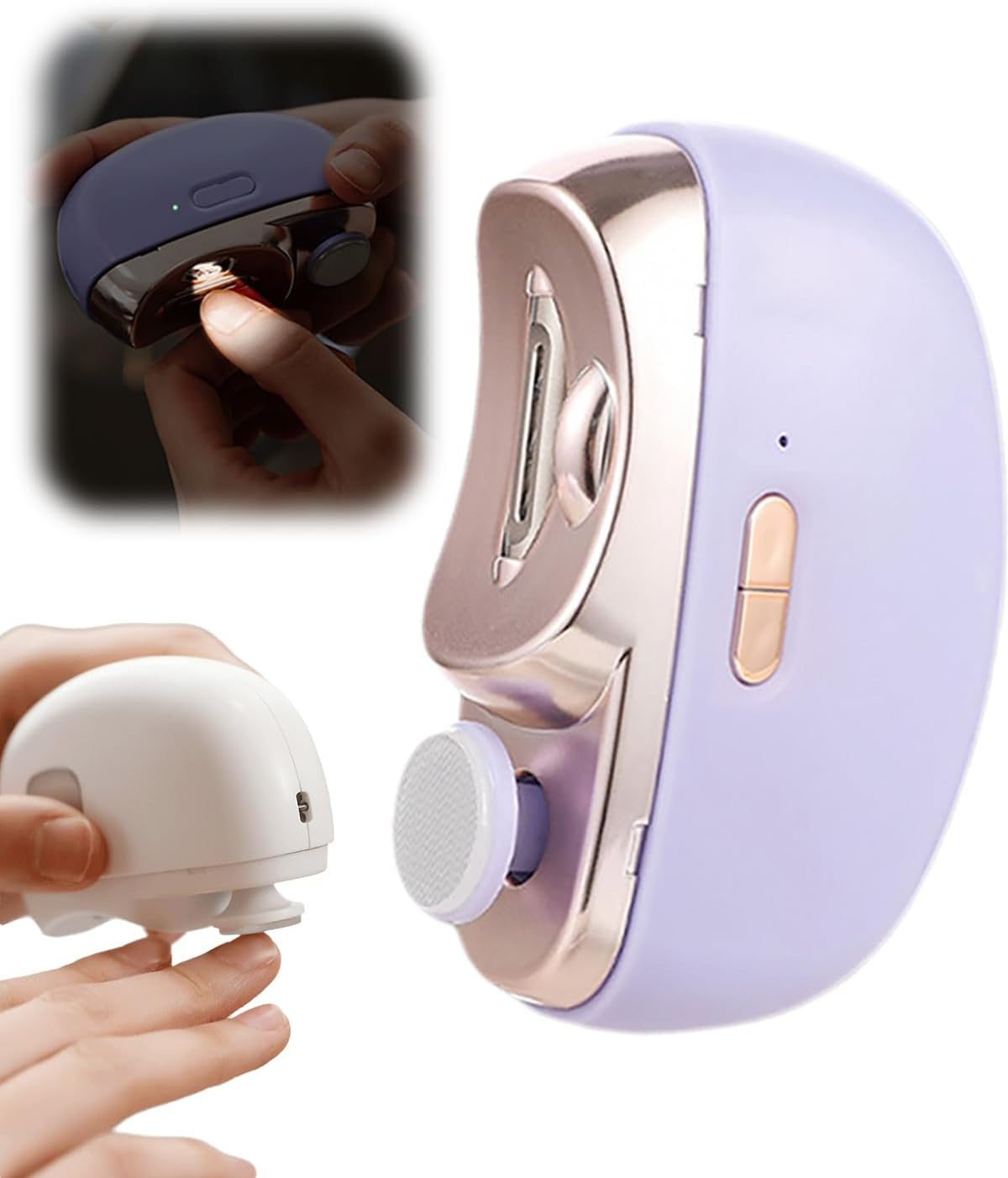 3 in 1 Automatic Electric Nail Clipper with Polishing, 2025 New Electric Nail Trimmer for Baby Adult Seniors, Electric Nail Clippers Nail File with Light Clip Storage 2 Speeds (Purple)