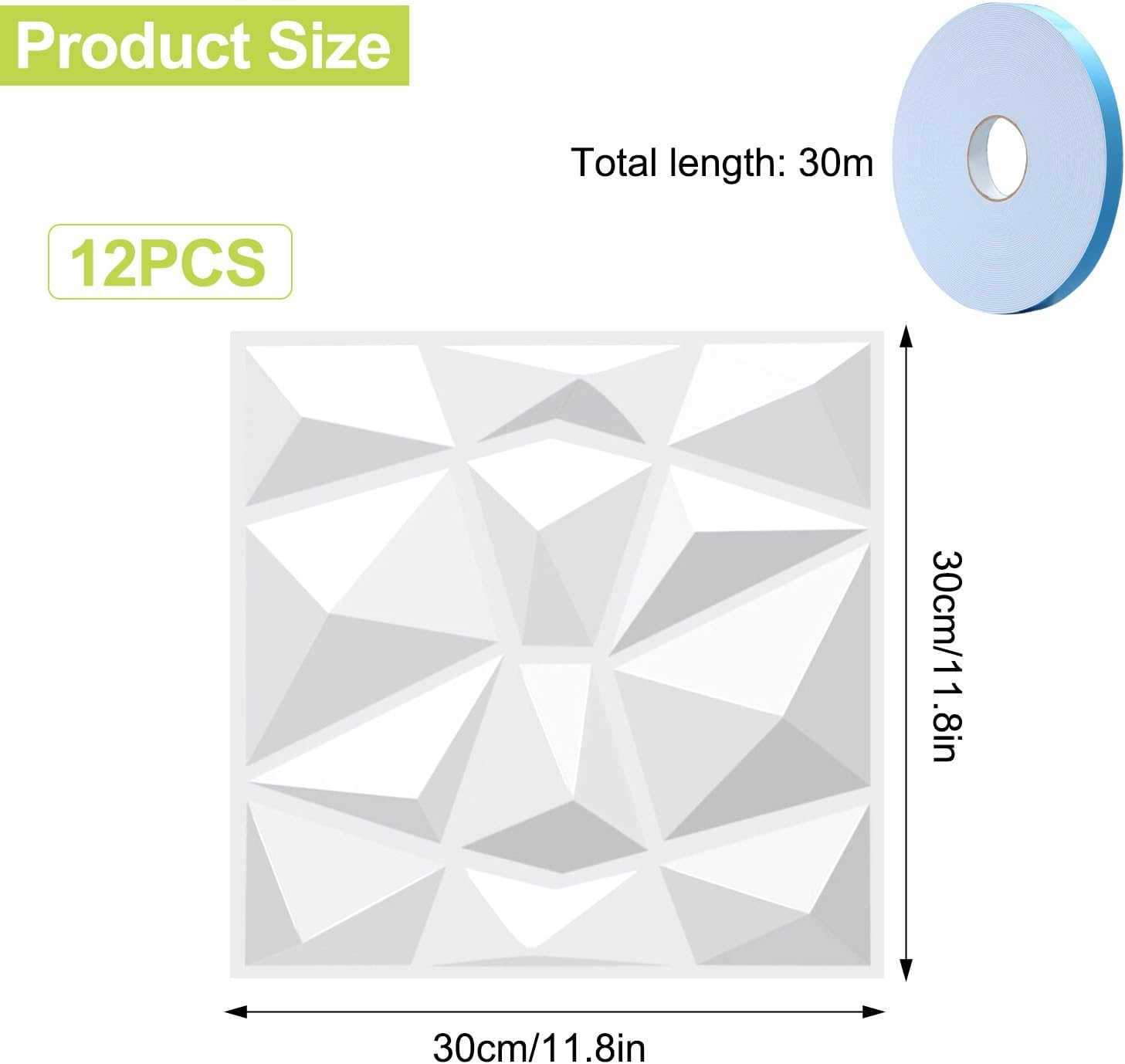 Pack of 12 3D Wall Panels, Self-Adhesive Stone Look, 30 X 30 Cm, Kitchen Back Wall Wallpaper, Wall Tiles, Self-Adhesive Wall Stickers for Interior Wall Decoration, for Furniture, Wall, Door, image number 1