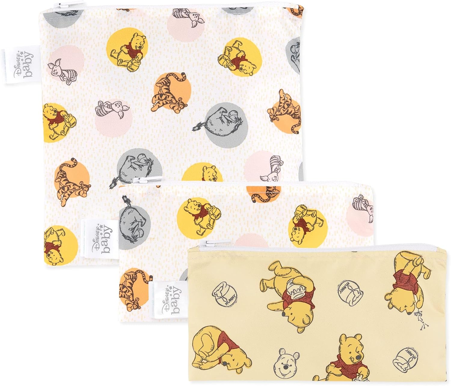 Bumkins Sandwich Bags/Snack Bags, Reusable Fabric, Washable, Food Safe, BPA Free - Disney Pooh Bear and Friends (3-Pack) (SB3-DWP20) image number 4