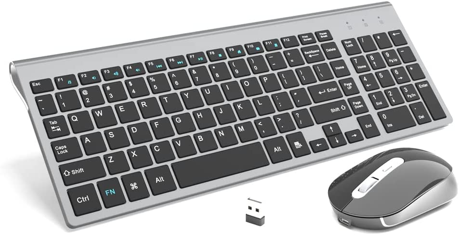 Wireless Keyboard and Mouse,Ultra Thin Sleek Design Keyboard and Mouse 2.4G with USB a & Type C Receiver Wireless Keyboard and Mouse Combo for Windows MAC, Computer, Desktop, Laptop image number 3