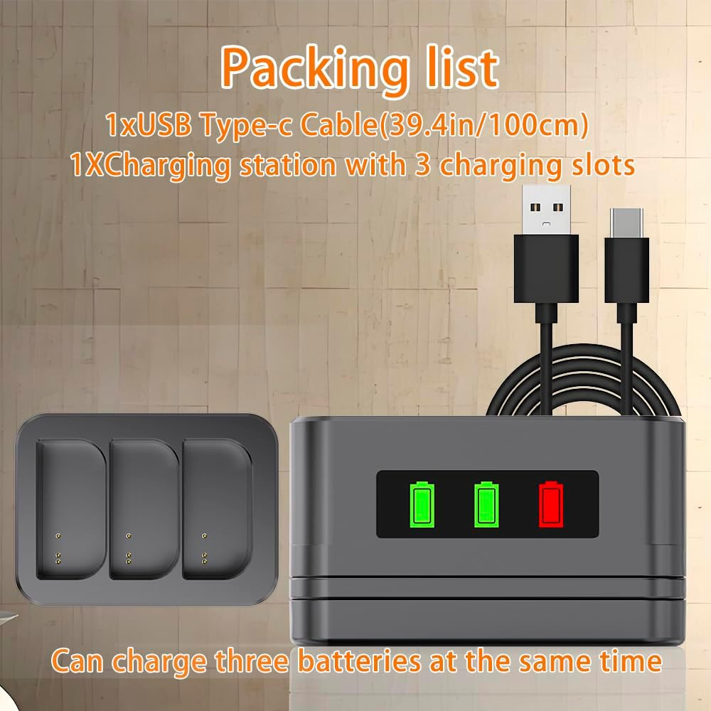 3-Slot Charger/Charging Dock, Suitable for Ring Doorbells and Camera Batteries,With LED Display,Compatible with Video Doorbell 2/3/4/3Plus/Spotlight Cam/Peephole Cam - Black-2 Slots image number 6