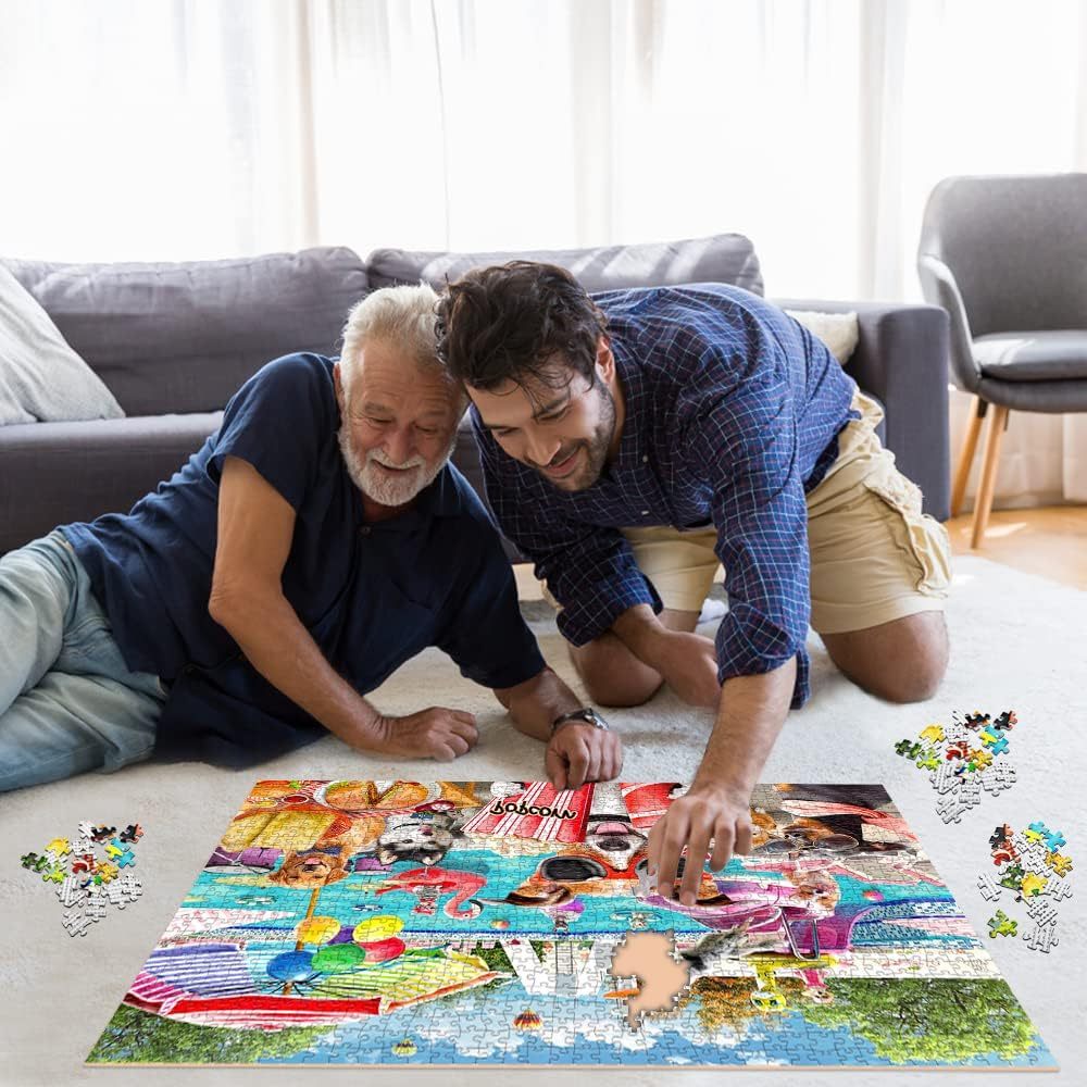HUADADA Jigsaw Puzzles for Adults 1000 Pieces, Puzzles for Adults 1000 Piece, Challenging Game Toys, Impossible Puzzle, Family Decoration Puzzle - Dogs Water Park