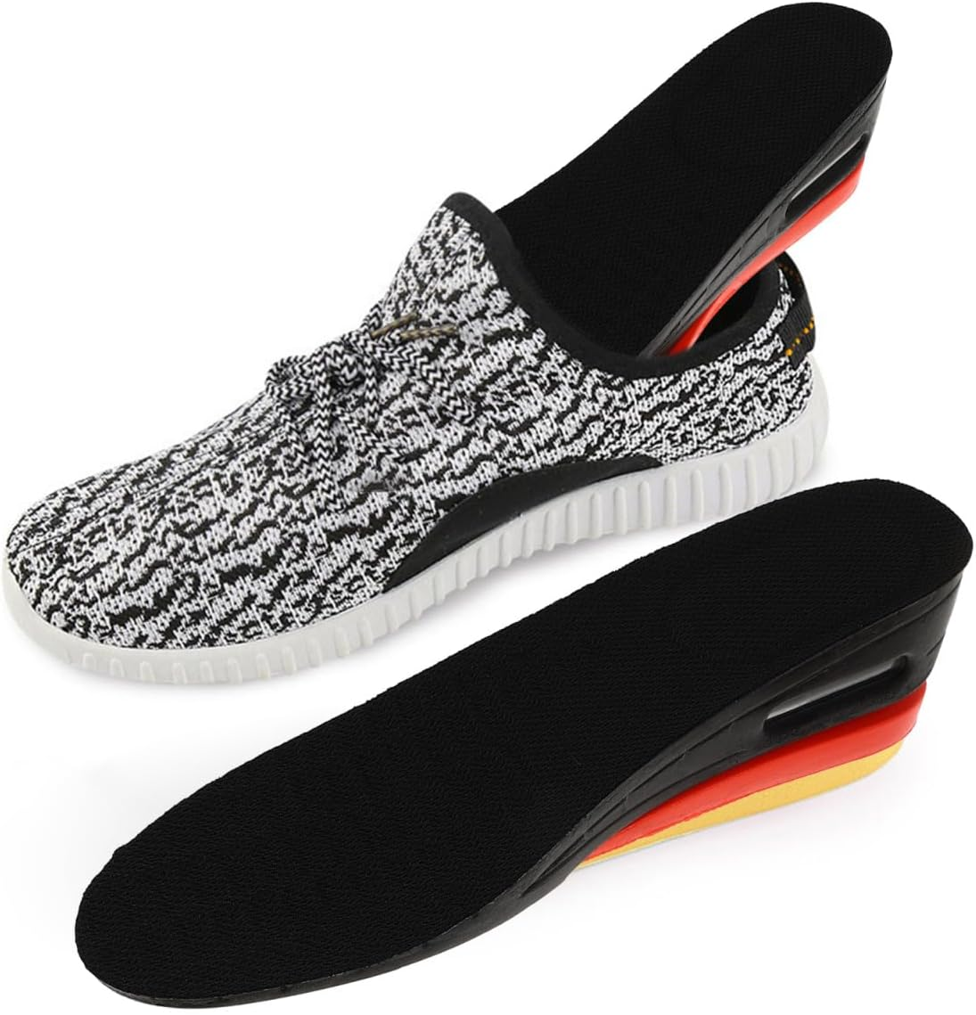 Healeved Height Increase Shoe Pads 2-Layer Removable Insoles for Men and Women Comfortable Air Cushioned Inserts Trimmable for Custom Fit Adds up to 2.2 Inches for Daily Use and Special Events image number 1