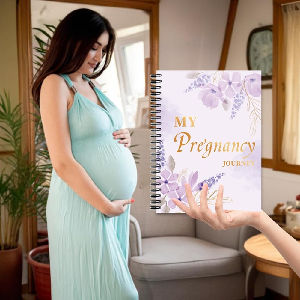 My Pregnancy Journey Book with Cartoon Stickers Hardcover Pregnancy Journal Book Pregnancy Planner Baby Memory Notebook image number 1