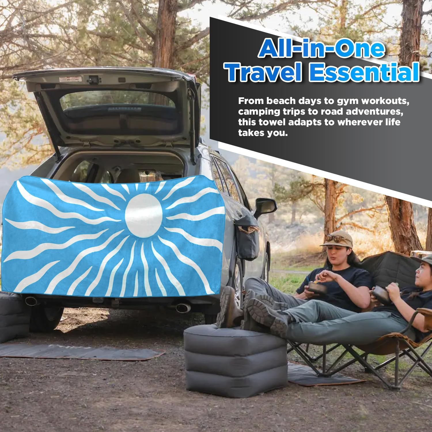 Outdoor Magnetic Bath Towel &ndash; Quick Dry Sandproof Microfibre Beach Towel with Magnetic Closure &ndash; Lightweight, Compact & Sand Free &ndash; Fast Drying Swim, Pool, Travel, Camping & Sports Towel (Blue) - Orange image number 3