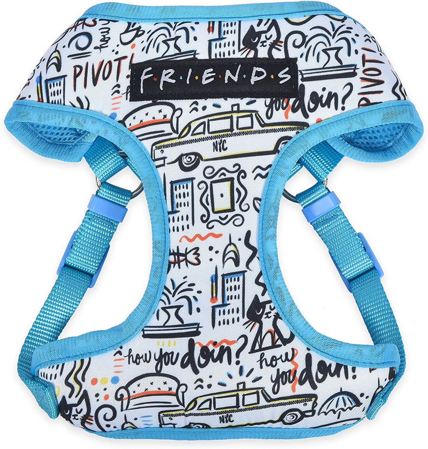 Friends TV Show City Doodle Dog Harness for Medium Dogs, Medium (M) | Blue Medium Dog Harness, No Pull Dog Harness with D-Ring | Machine Washable Friends Merch for Dogs from Friends TV Show image number 5