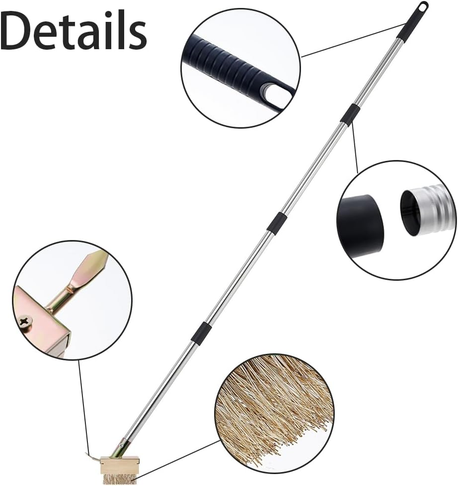 Crack Weeder, Long Manual Crevice Weeding Tool, Moss Weed Remover Puller Tool Grout Brush with 200Cm Long Handle for Deck Paver Walkway Driveway Garden Sidewalk, 1 Weed Brush Heads