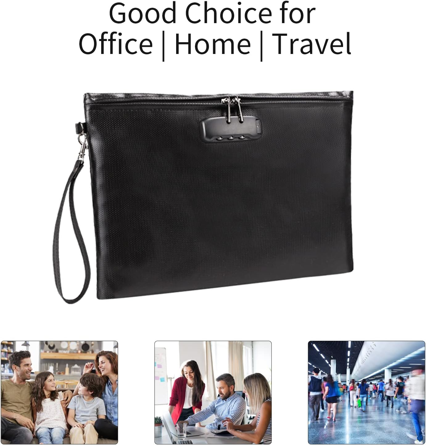 Julycrab Fireproof Document Bag with Lock Money Safety Organizer Zipper Closure Storage Pouch Pocket with 10 Cards Slot for for A4 Documents File Cash Passport Certificates Home Office Travel image number 5