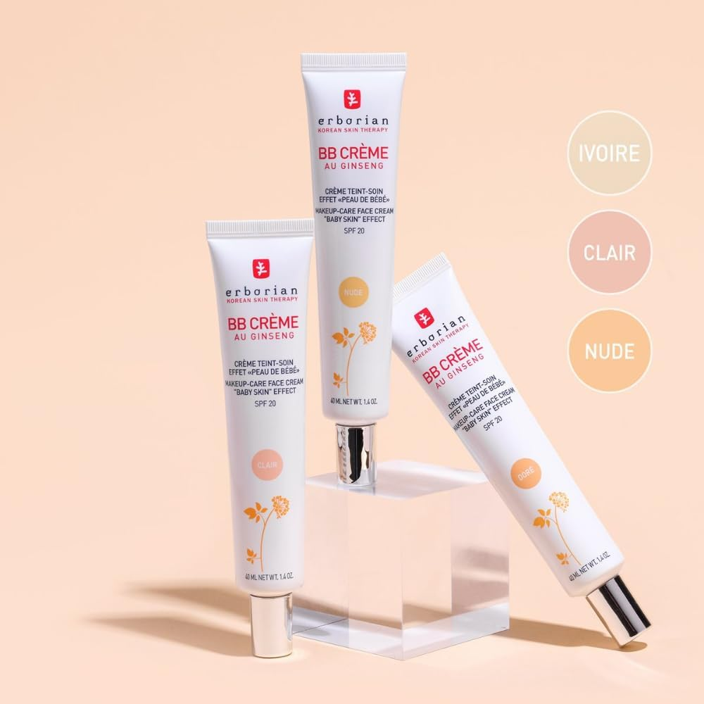 Korean Skin Therapy BB Cream with Ginseng, Neutral (Nude) with Makeup-Care and Face Cream "Baby Skin" Effect 15Ml for Erborian
