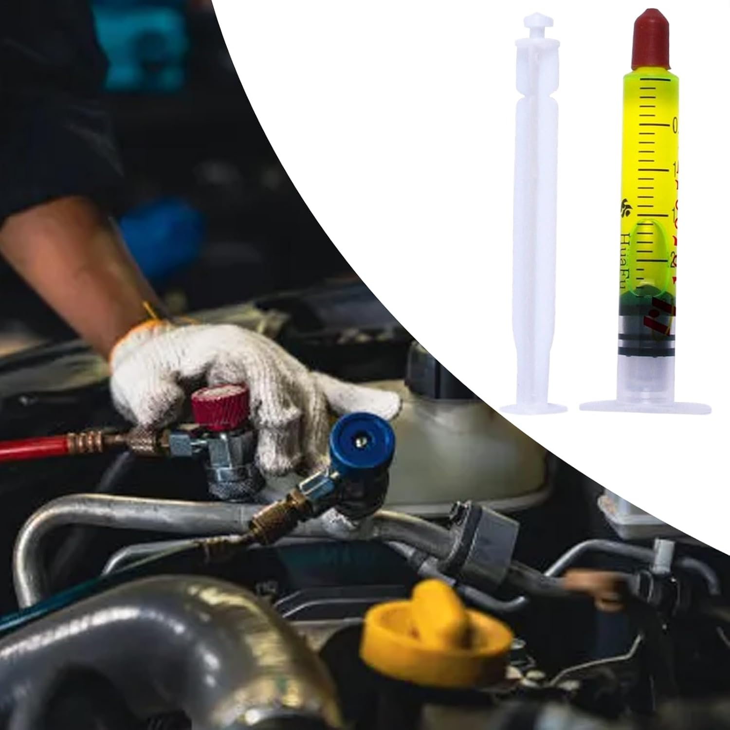 Auto Air Conditioning Leak Detection Oil Fluorescent - Refrigerant Leak Detector Agent - Effective Detector Dye for Evaporator Refrigerant - 60Ml image number 2