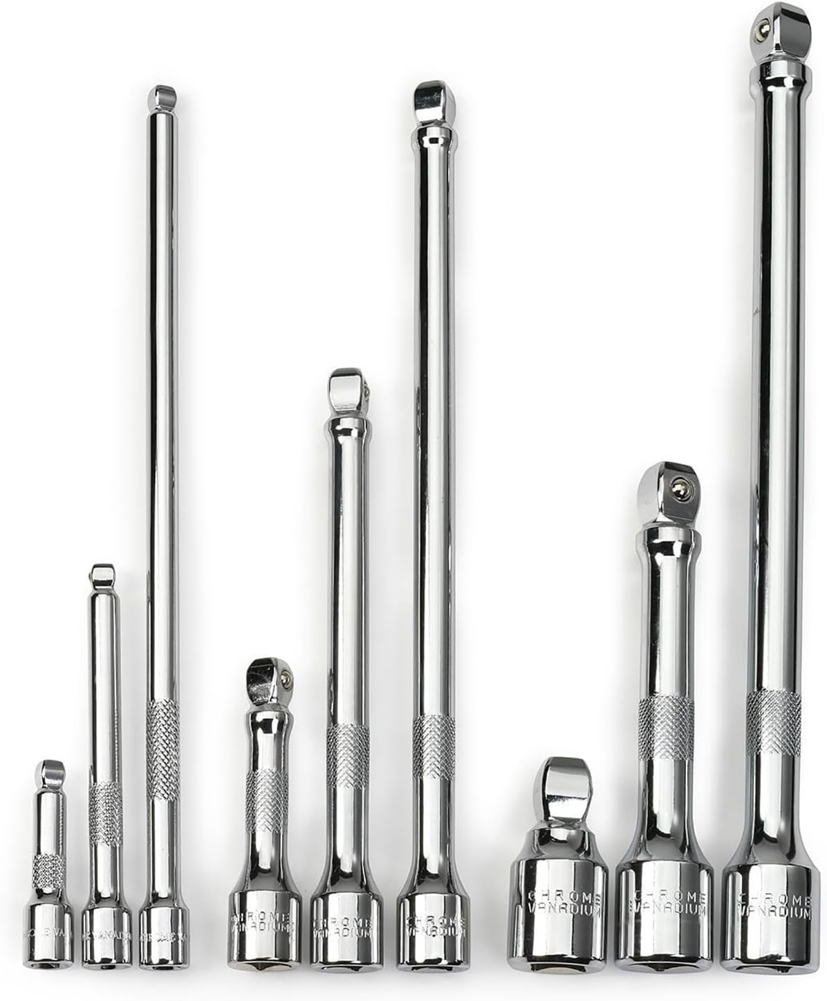Neiko 00249A CR-V Wobble Angle Extension Bar Set, 9 Piece, 1/4"/3/8"/1/2" image number 3
