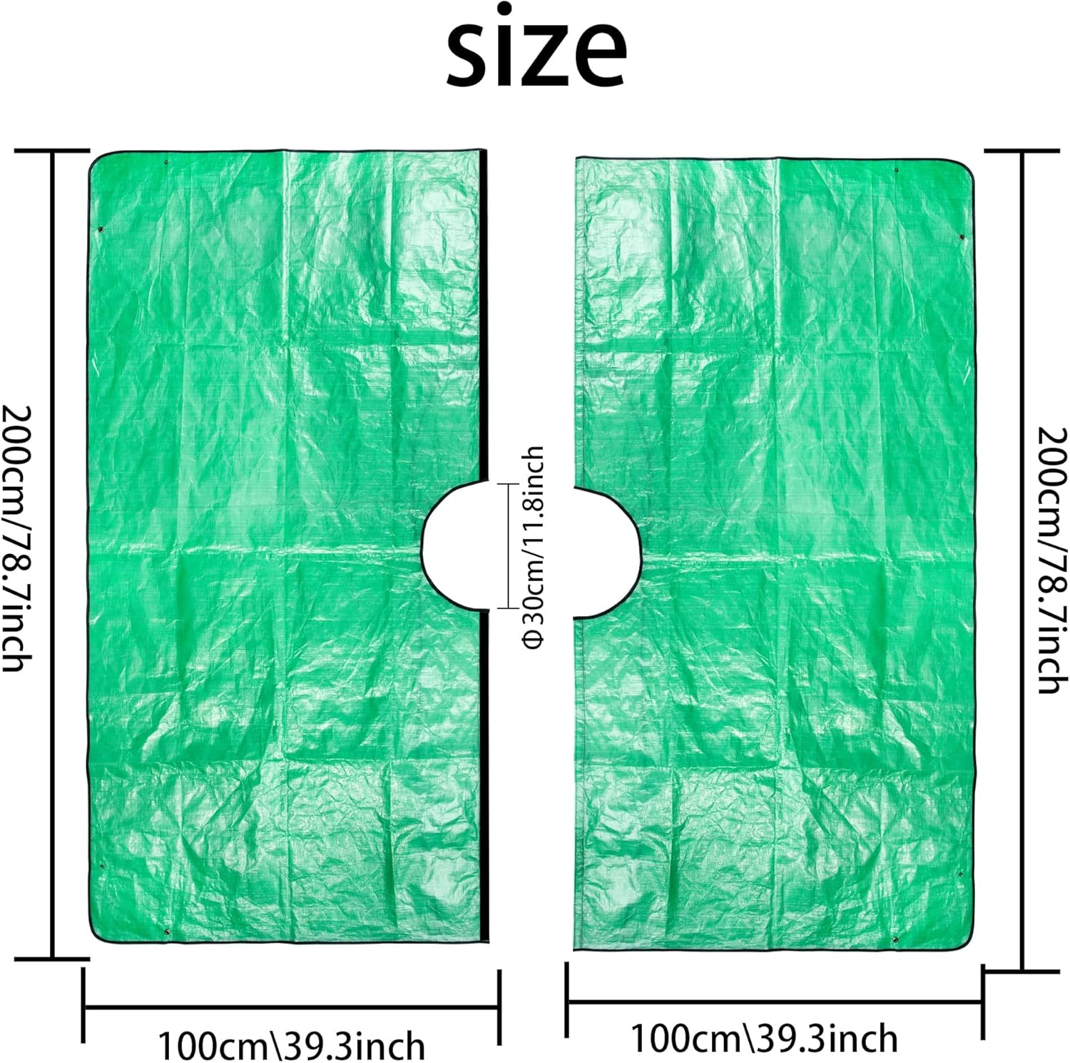 Moonoom Landscape Tarp for Trimming with 12 Inch Hole Garden Tree Pruning Waterproof Tarp,Four Corners Has Corner Buckles Can Stand up Fasten around Trees and Shrubs
