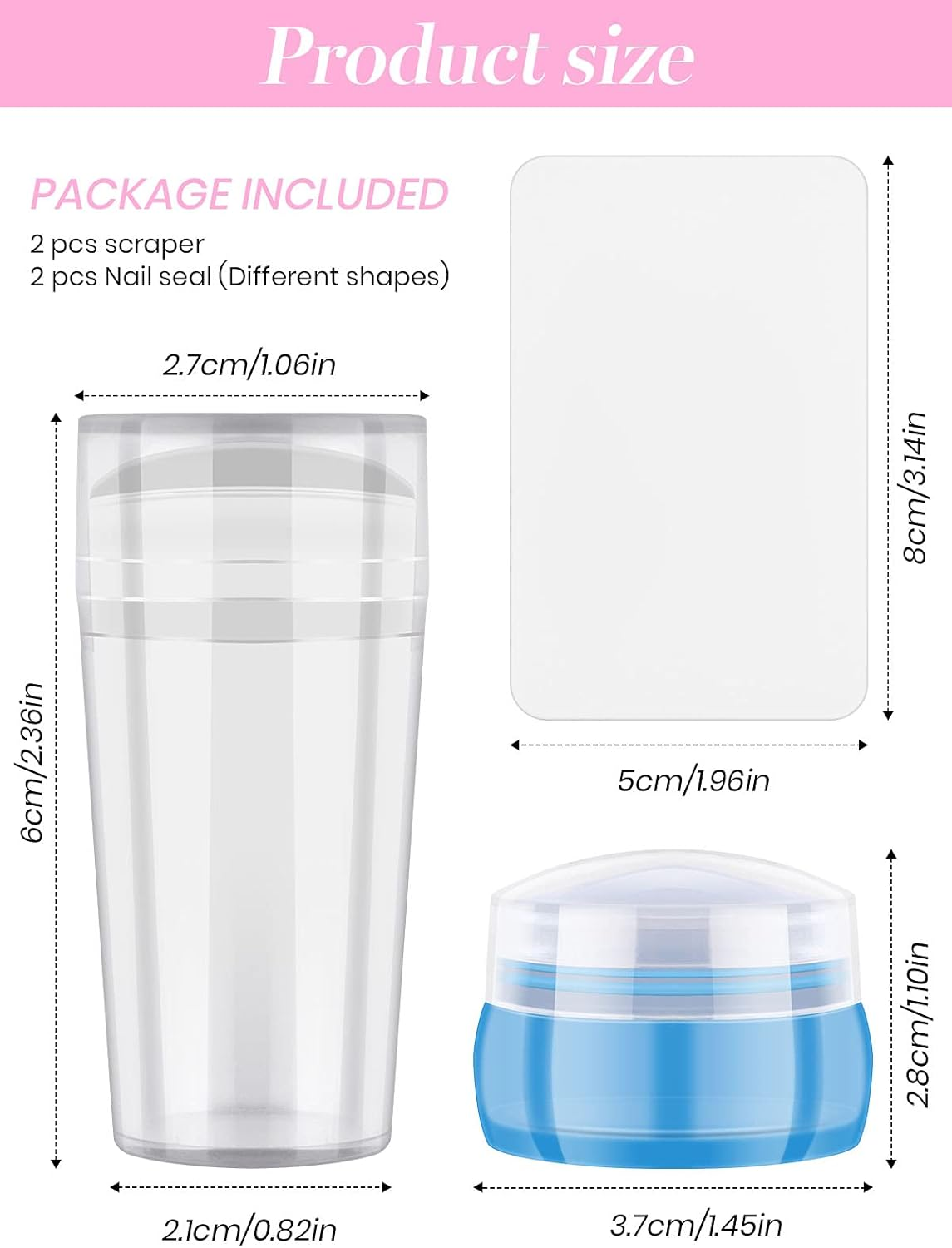 2 PCS Nail Art Stamper Kit, EBANKU Blue Clear Silicone Nail Art Stamping Transparent Soft Nail Art Jelly Stamper for Manicure Tools (2 Styles) image number 2