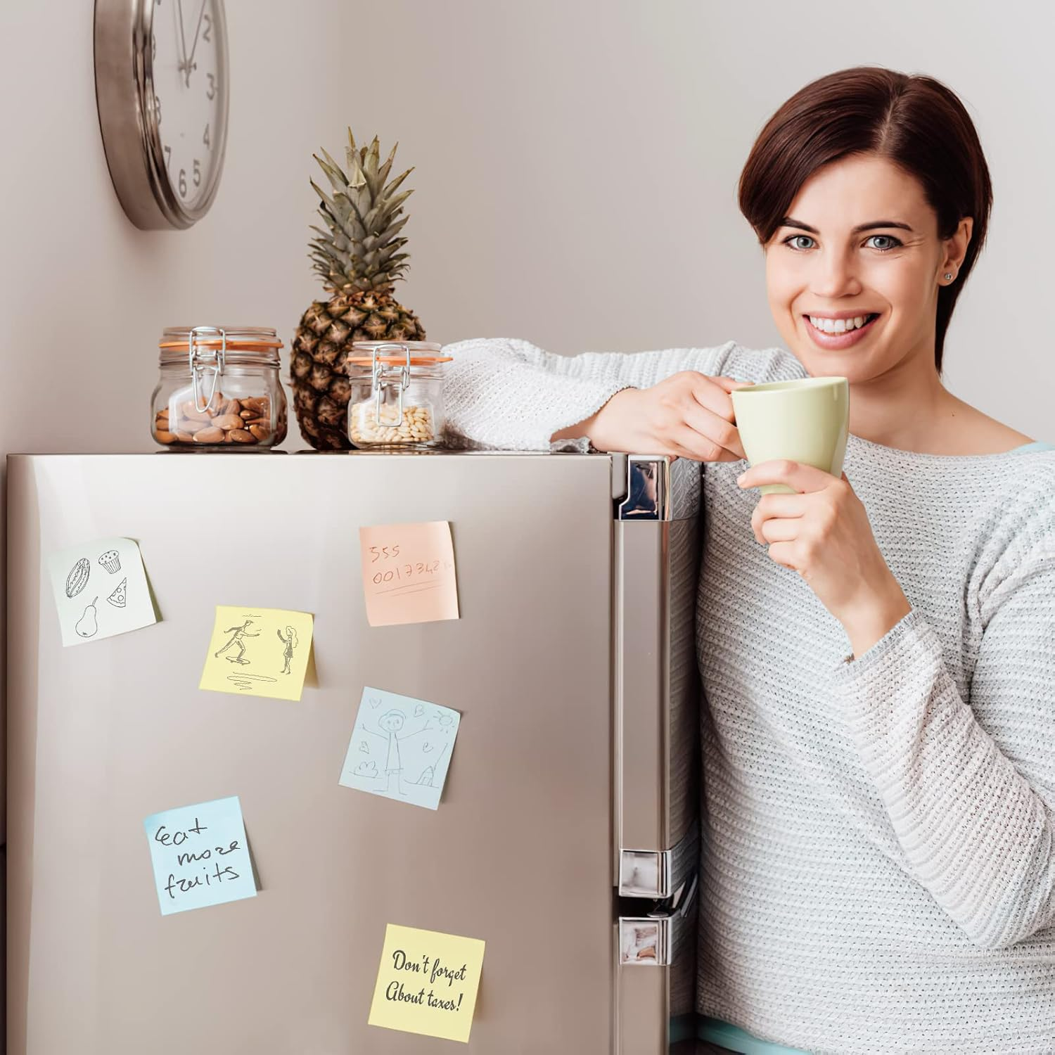 OWLKELA 800Pcs Coloured Sticky Notes, 75 X 75Mm, 8 Pads of 100 Sheets Self-Stick Notes, Sticky Notes Set for Marking and Highlighting Pages image number 1