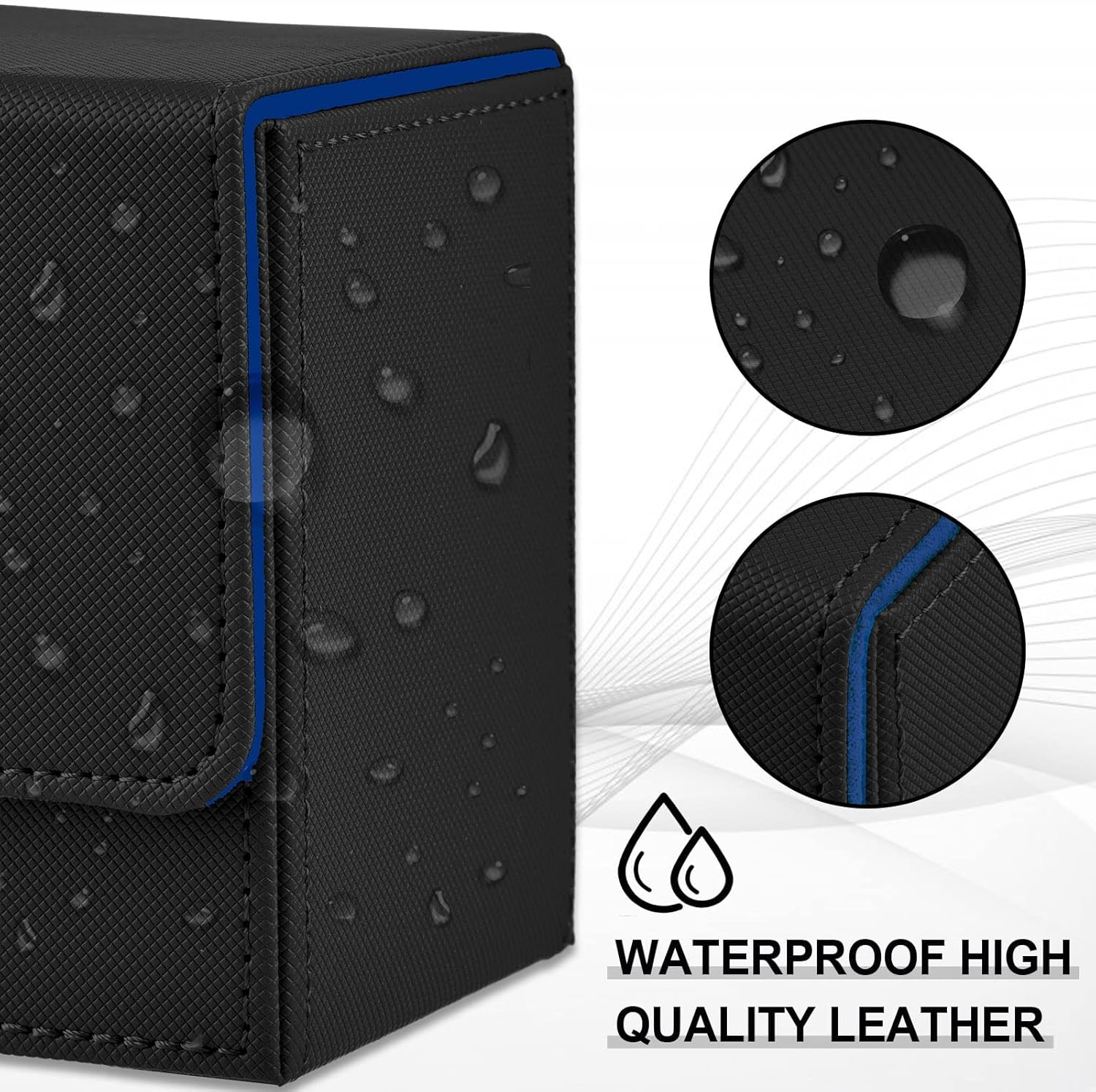 2 Boxes Leather Deck Card Boxes Large Size Fit 100 plus Sleeved Cards Deck Game Box for Collectible Cards Playing Card Box for 100 plus Cards Compatible with MTG Tcg(Vertical,Black,White) image number 7