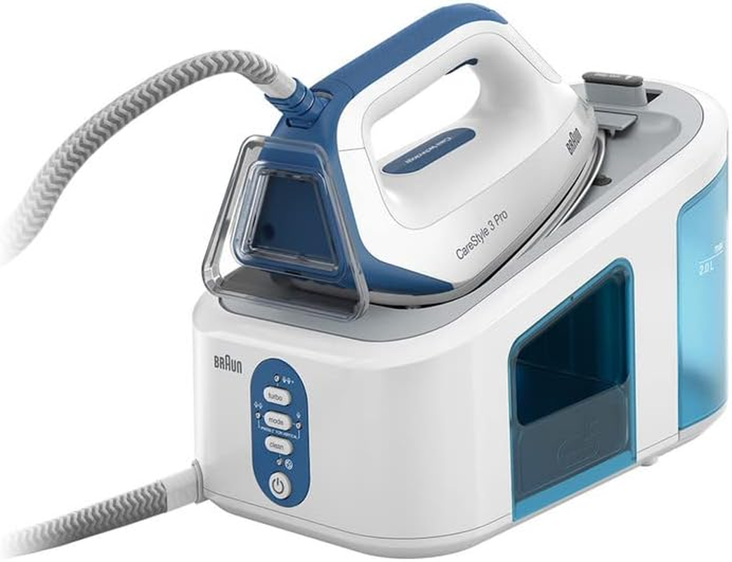 Braun Household Carestyle 3 Pro Steam Generator Iron IS3157BL, with Freeglide 3D Technology, Smart Icaremode for Ironable Fabrics, Vertical Steaming, anti Drip, 2L Detachable Water Tank, 2400W, Blue image number 1