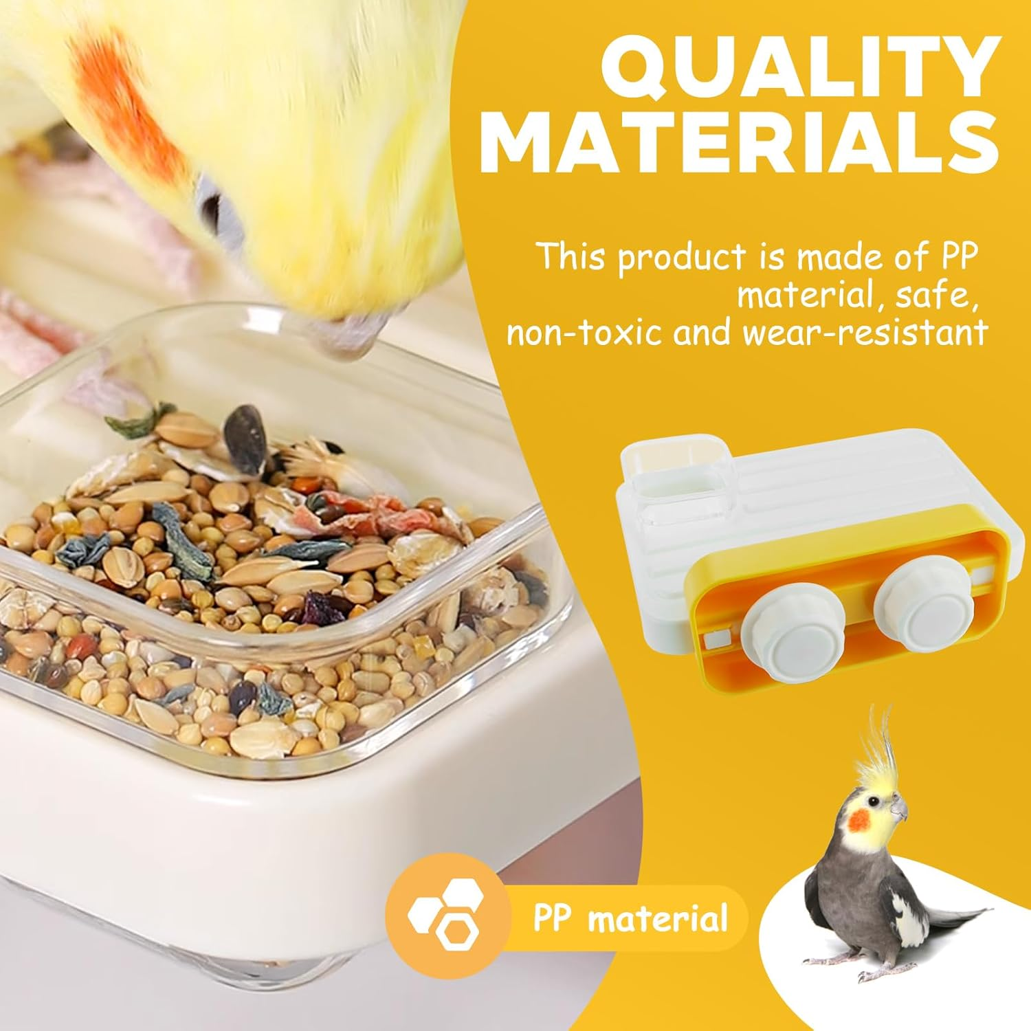 Perches for Budgies, Budgies Accessories, Acrylic, Budgies Swing with 1 Feeding Bowl, Removable Bird Swing Bird Cage Accessories for Small Pets Such as Birds and Hamsters image number 2
