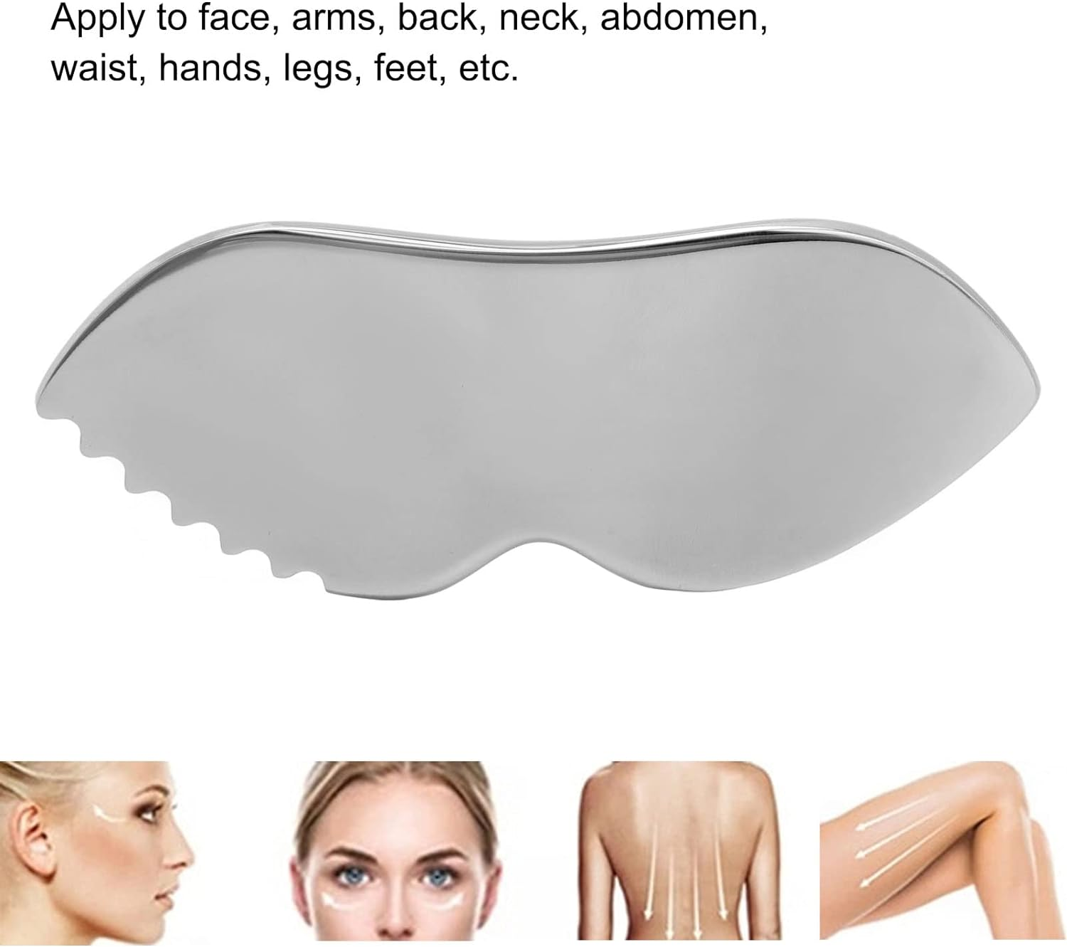 Gua Sha Facial Tool, Stainless Steel Massage Board with Comb Edge, Smoother Surface Gua Sha Tool for Body Care, Anti-Aging, Wrinkle Prevention, and Lymphatic Drainage image number 5