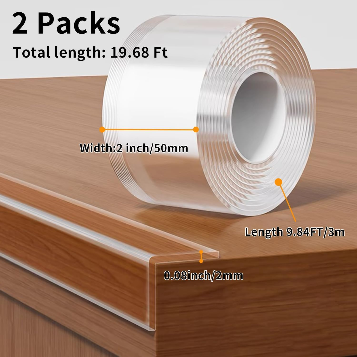 2Pack Baby Proofing Edge Protector, 5Cmx 3M Clear Corner & Edge Guards for Furniture, Baby Safety Bumper, Waterproof Table Protector - Haheihei image number 2