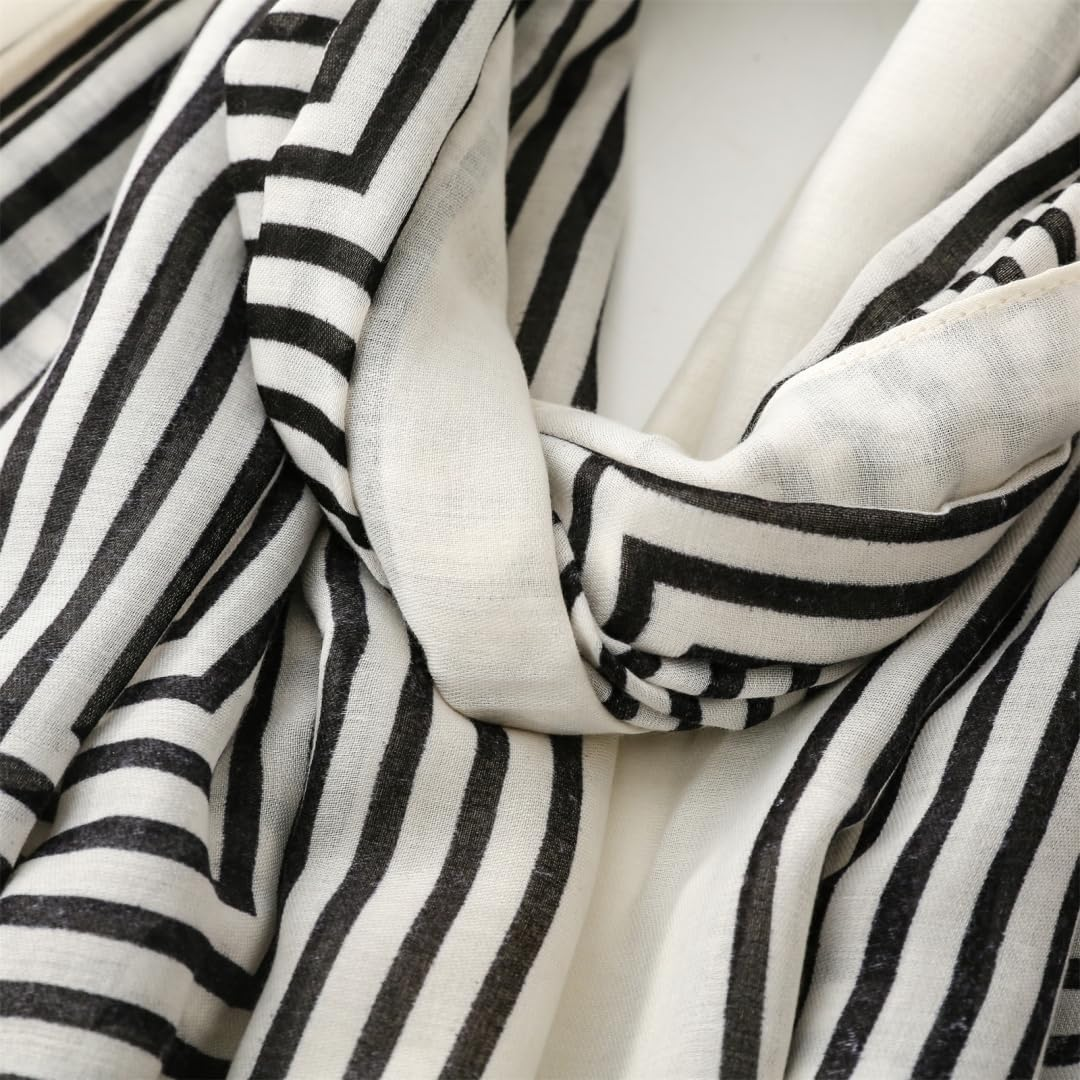 Wajuemy Travel Boho Scarf for Women Casual Lightweight Pashmina Scarves Fashion Multicolor Shawl Wraps with Fringed Beads image number 1