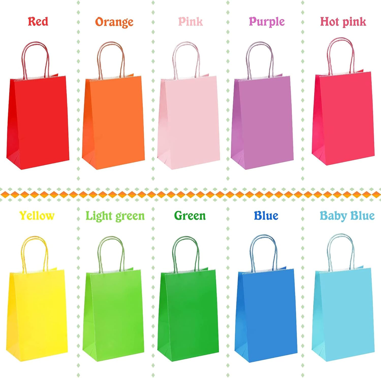 Igolife Gift Bags, 50 Packs Kraft Paper Party Favor Bags 20X13X8Cm, Shopping Bags Retail Bags Merchandise Bags Bulk with Handles Party Supplies image number 5