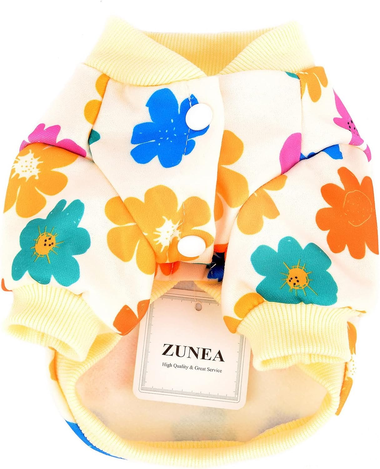 Zunea Dog Sweaters Coat for Small Dogs Winter Pullover Sweatshirt Flowers Printed Puppy Clothes Jumper Soft Warm Pet Jacket Coat Female Apparel Clothing for Chihuahua Yorkie White M image number 2