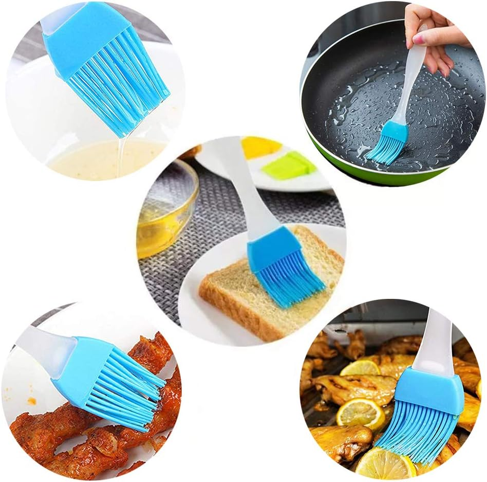 Yiouou Silicone Pastry Basting Brush Set, 7" & 8" Heat Resistant Oil Brush for Cooking, Baking, Barbecue, Grilling, Meat, 2 Pcs