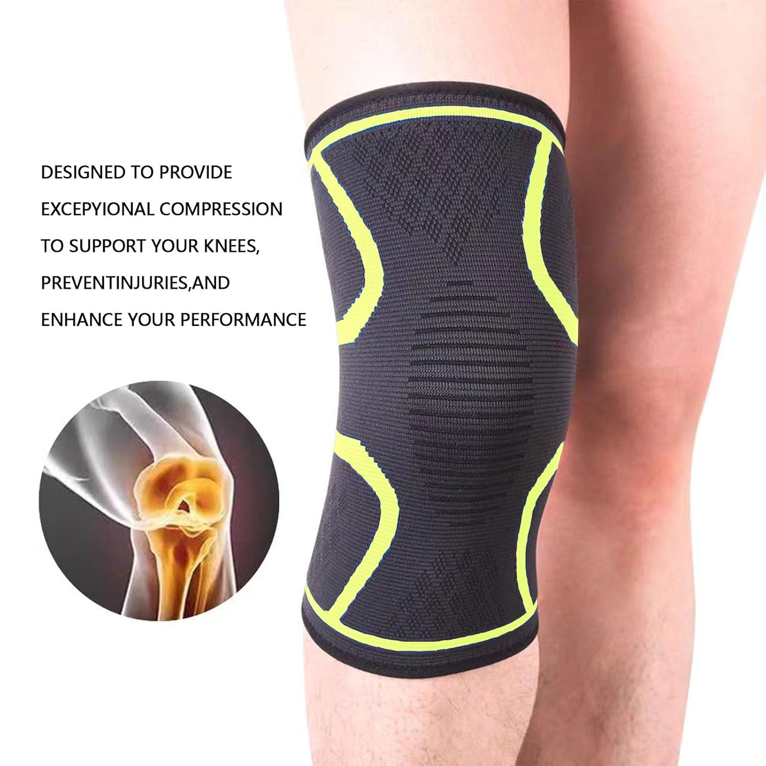 Knee Brace - 2 Pack Knee Braces Support for Men & Women Knee Compression Sleeve for Arthritis, ACL, Meniscus Tear Relief | Stabilizing Knee Sleeve for Running, Gym, Hiking, Basketball, Sports image number 6