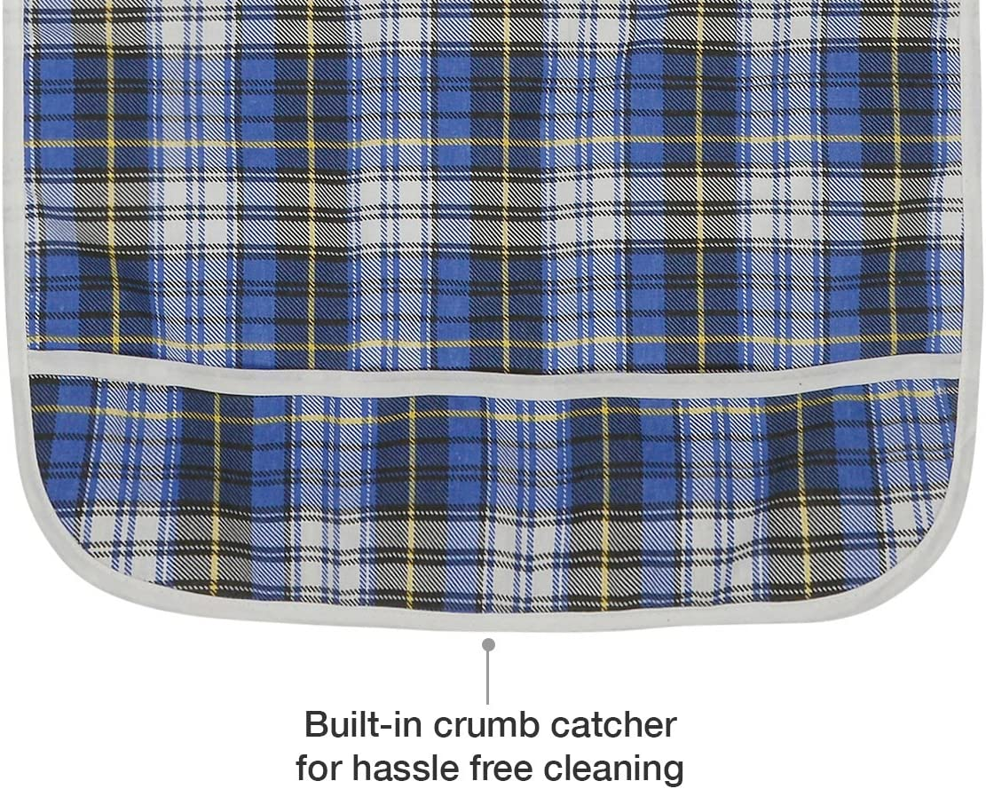 Modaliv 3-Pack Adult Bibs &ndash; Waterproof, Reusable Eating Aprons with Crumb Catcher, Machine Washable Clothing Protectors for Seniors, Elderly & Special Needs image number 1