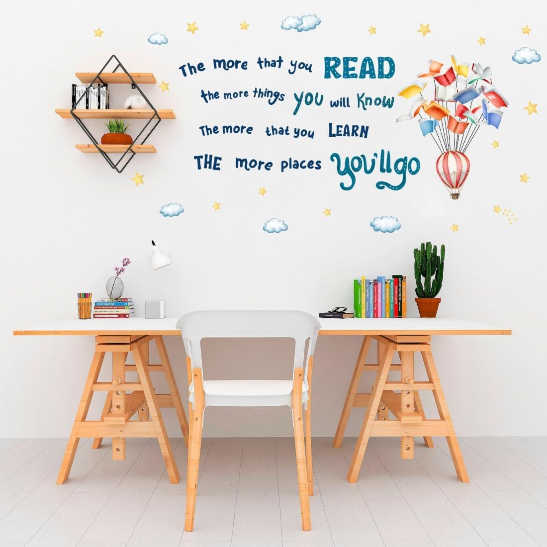YIMEHDAN Reading Book Wall Decal,The More That You Read the More Things You Will Know Inspirational Quote Vinyl Wall Stickers, Removable Educational Reading Artwork for Classroom Office Library Decor image number 1