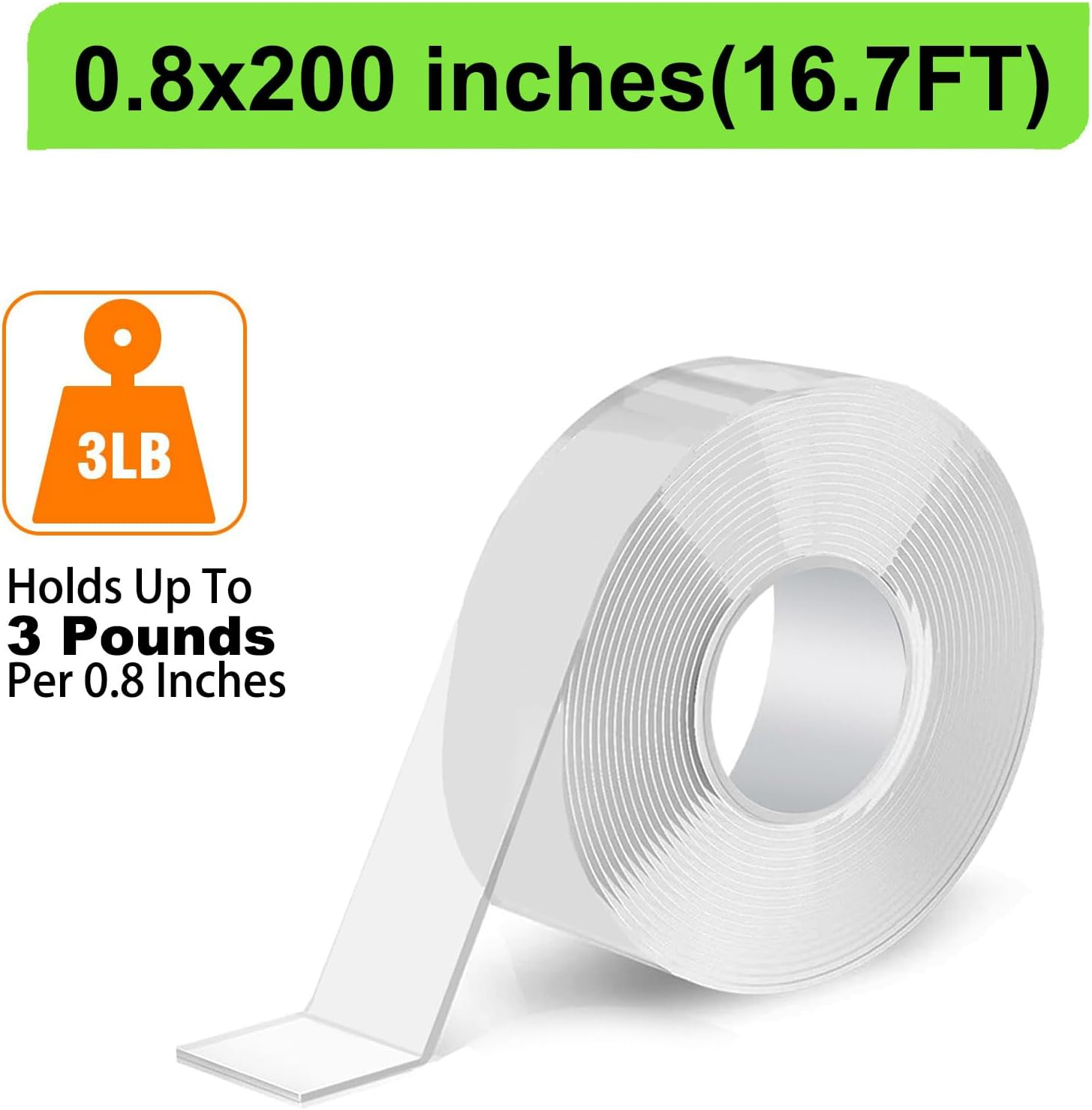 Double Sided Tape Heavy Duty(Extra Large 16.5Ft),Clear Two Sided Extra Large Nano Adhesive Mounting Tape,Removable Picture Hanging Wall Adhesive Tape Strips,Adhesive Tape for Home Office Outdoor image number 3