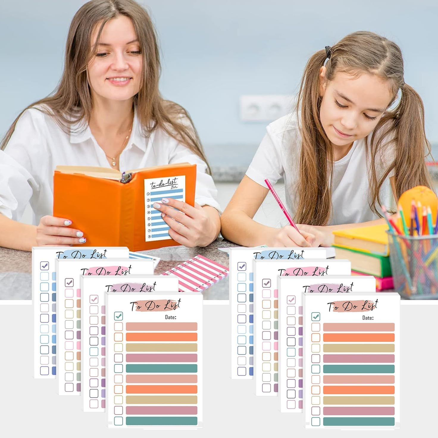 8 Packs to Do List Notepad,Betterjonny 4 X 6 Inch with Line Adhesive Memo Sticky Notes Notepad,Multi Colors Self-Stick Note Pads,For Office Home School Desk Supplies，50 Sheet/Pad image number 4