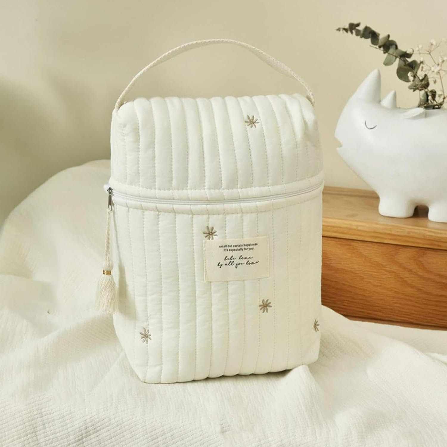 Quilted Diaper Bag, Portable Diaper Bag, Quilted Cartoon Bag, Portable Bag with Handle, Soft Storage Bag for Toy Towels image number 3