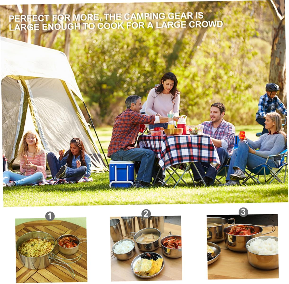 Generic Full Set of Camping Cooking Utensils Kit Frying Pan for BBQ and Picnic Easy to Clean image number 6