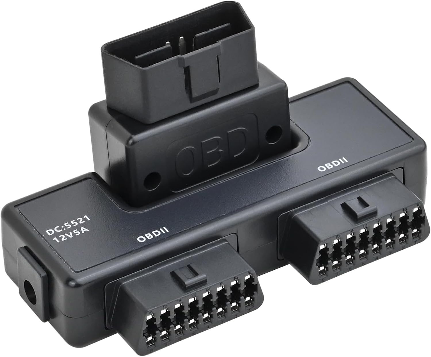 Ikkegol Pocket OBD2 OBDII Full 16 Pin Male to 2 Female Splitter Converter Adapter 1 to 3 OBD Cable Extension for Diagnostic Tool Extender with DC5521 Port Interface Power Supply for All Car Vehicles image number 3