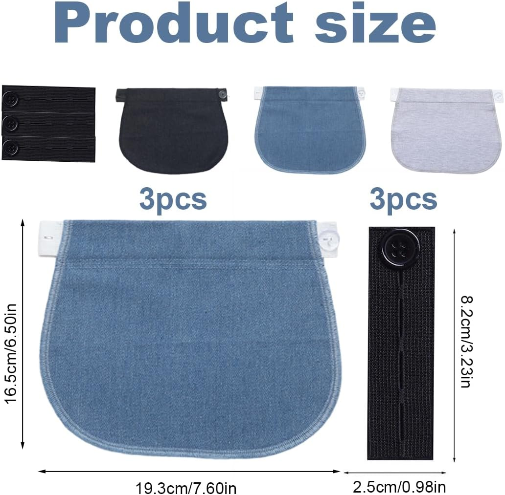 Pack of 6 Elastic Waistband Extenders Button Extension for Pregnancy, Jeans, Skirts, Trousers, Maternity Trousers image number 3