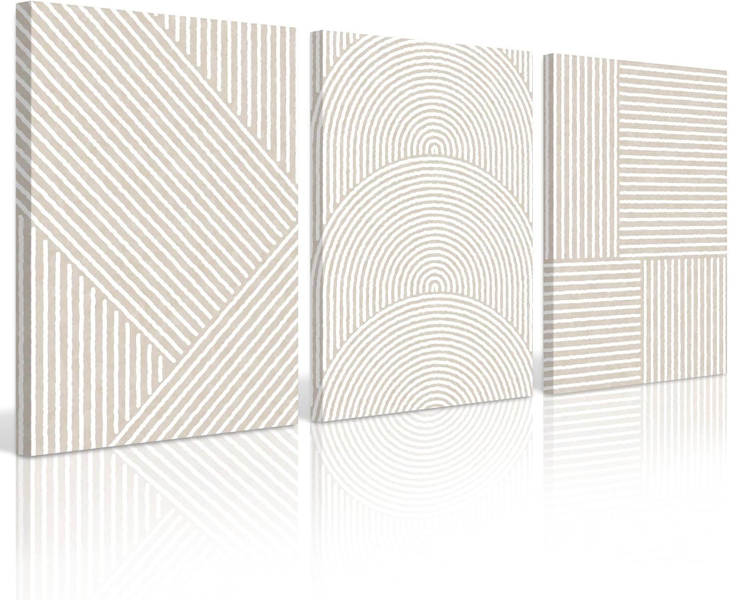 Beige Abstract Wall Art Pictures Set of 3 Boho Modern Canvas Wall Decor Neutral Line Wall Art Minimalist Art Abstract Beige Prints Painting Modern Artwork for Living Room Bedroom 16X24 Inch Unframed