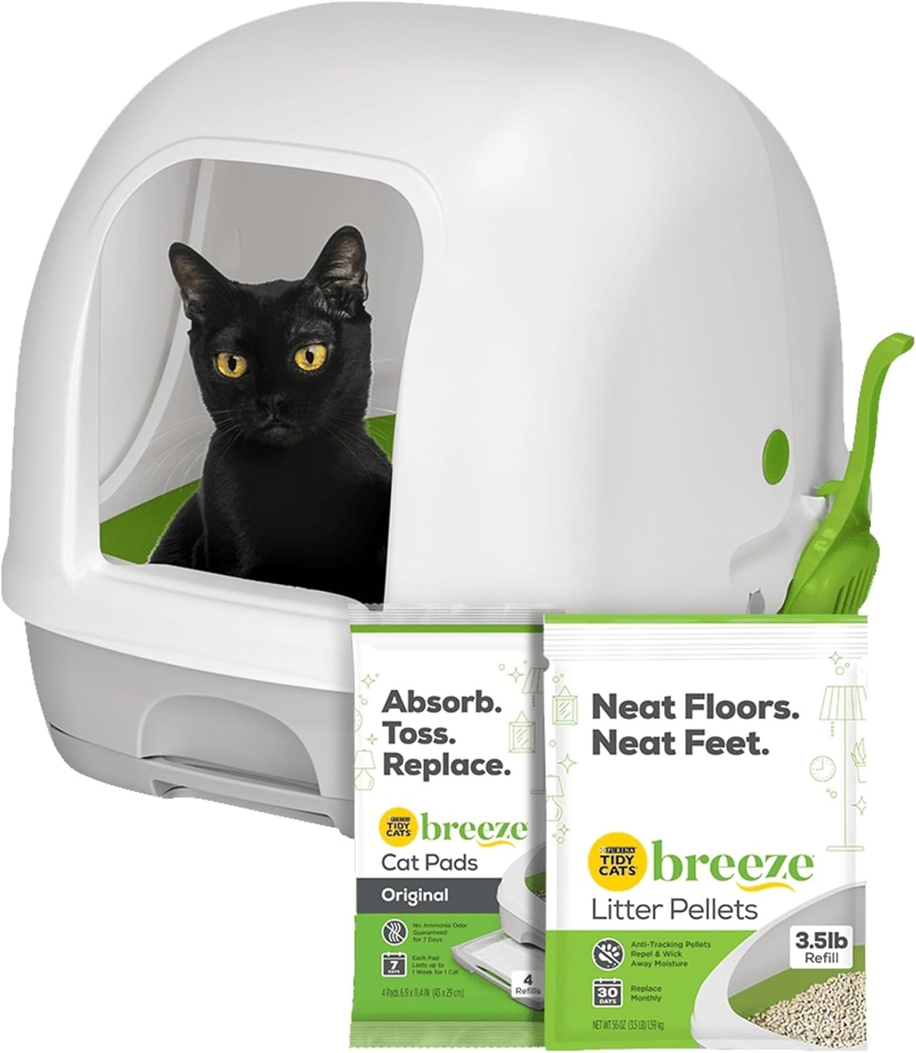 Purina Tidy Cats Hooded Litter Box System, Breeze Hooded System Starter Kit Litter Box, Litter Pellets & Pads image number 2