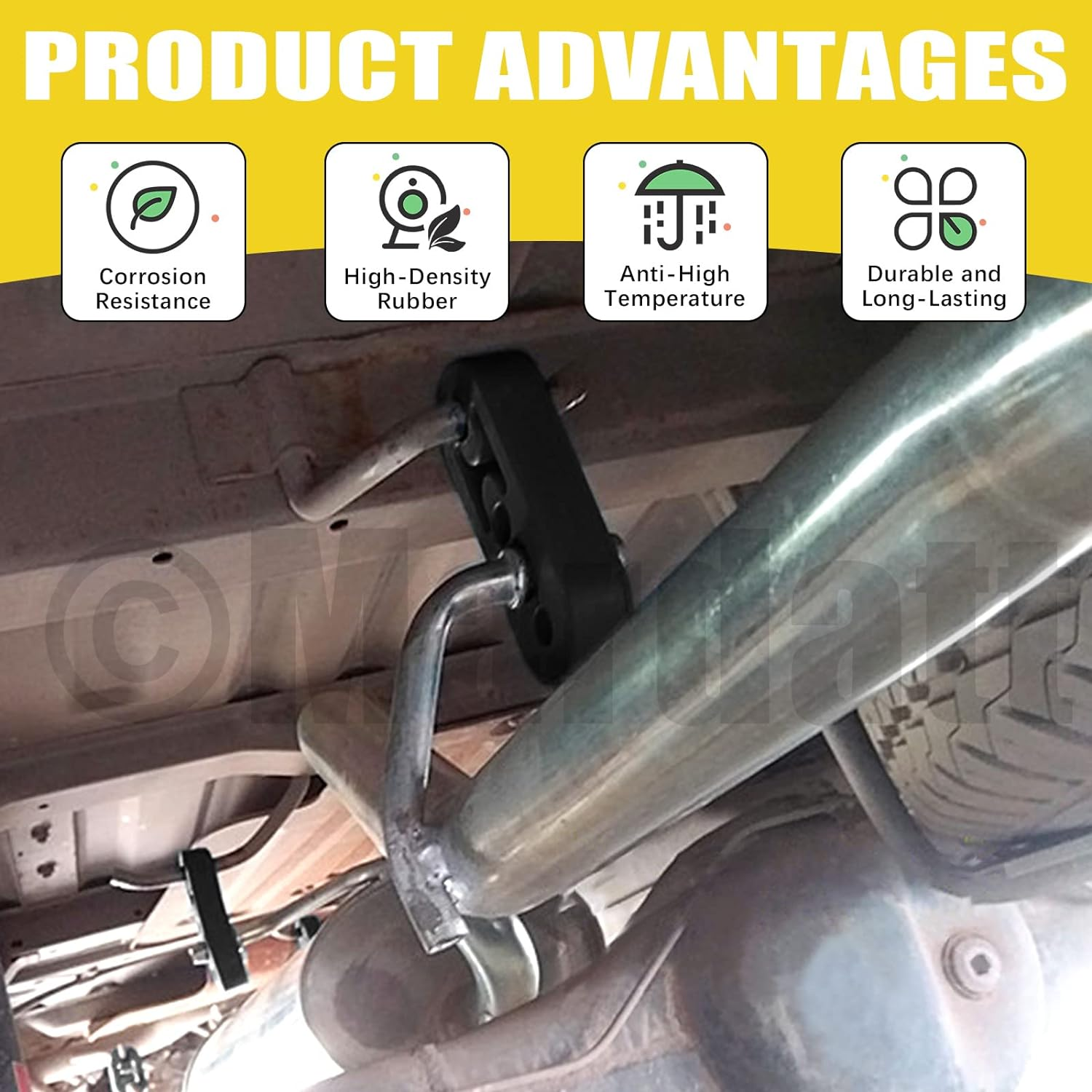 6 Pcs 2/4 Holes Exhaust Hanger Rubber Muffler Hanger with 90 Degree Exhaust Hanger Rod, Insulator Muffler Bracket Mount for Car Truck Jeep image number 6
