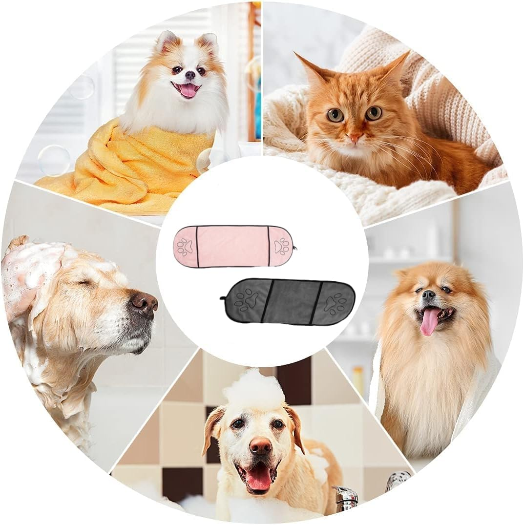 Absorbent Quick Dry Pet Towel Mitt with Pocket, 2Pcs Microfiber Pet Bath Towel Mitts with Pockets,Absorbent Dog Cat Towel Mitts with Pockets,Microfiber Dogs Washcloth Quick Drying for Pets image number 2