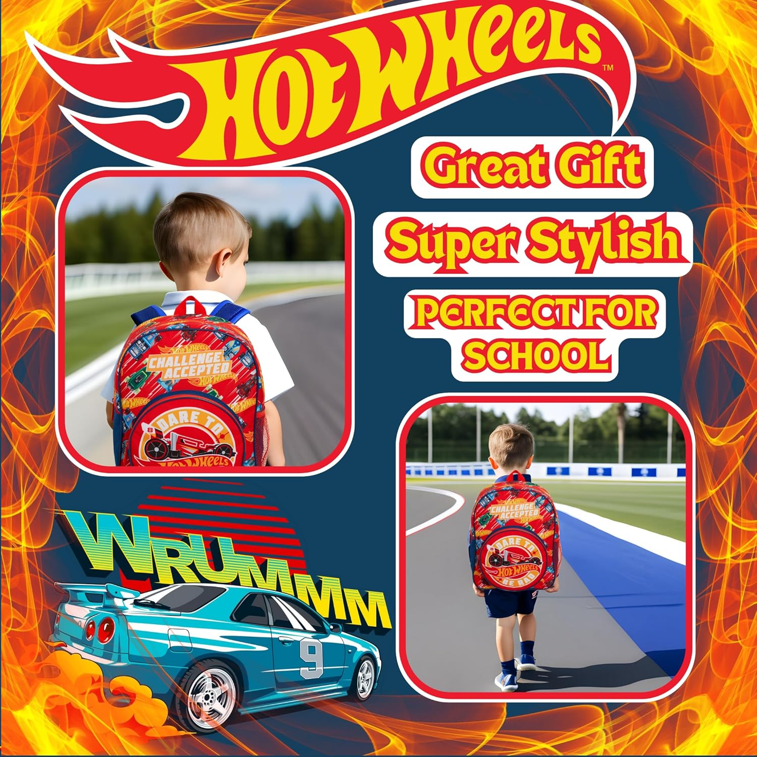 Hot Wheels Backpack for Kids Large Cars School Travel Sports Bag with Drinks Holder image number 6