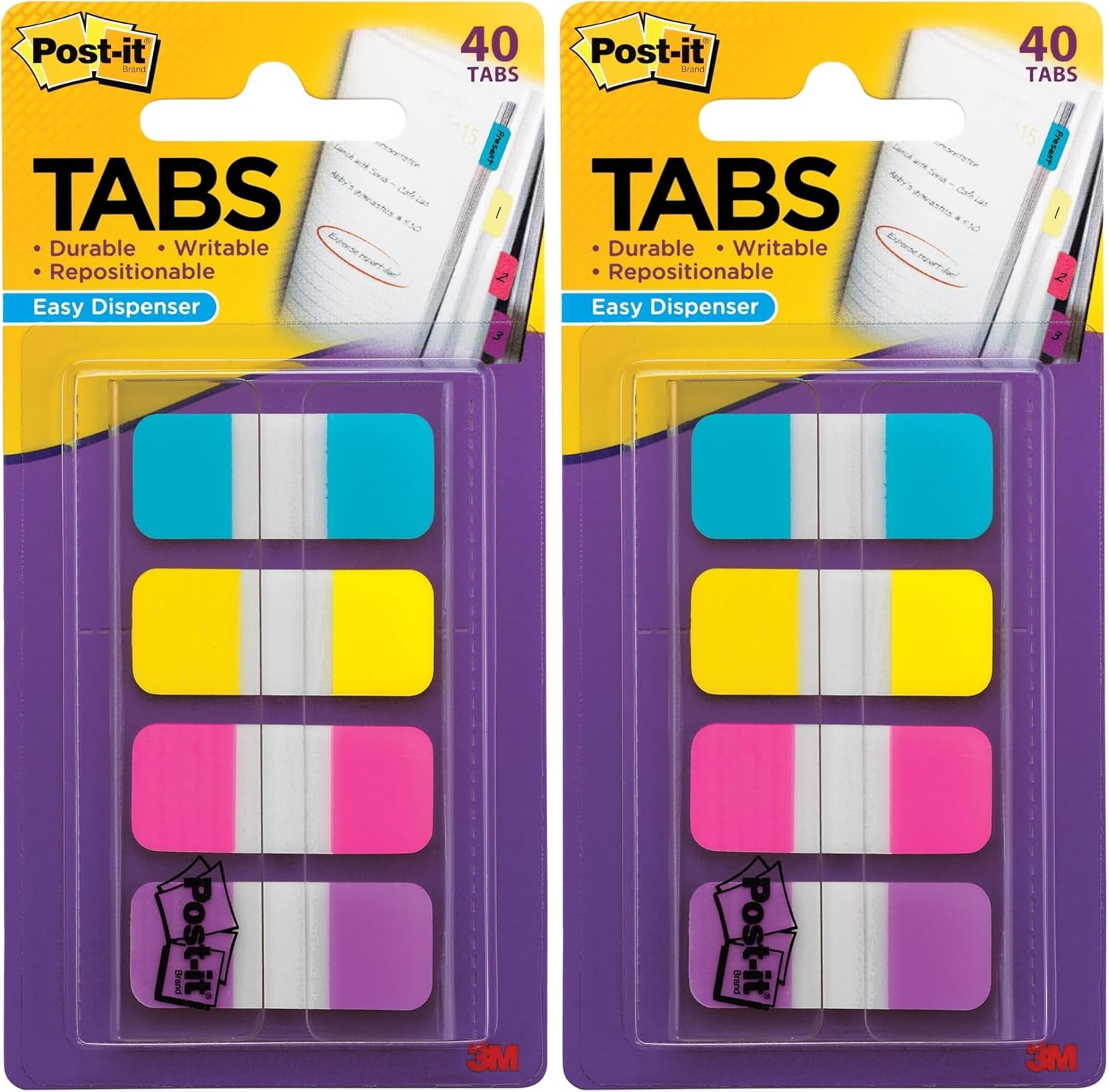 Post-It Tabs, .625 X 1.5 Inches, 4 Colors, 10/Color, 40/Dispenser (676-AYPV)