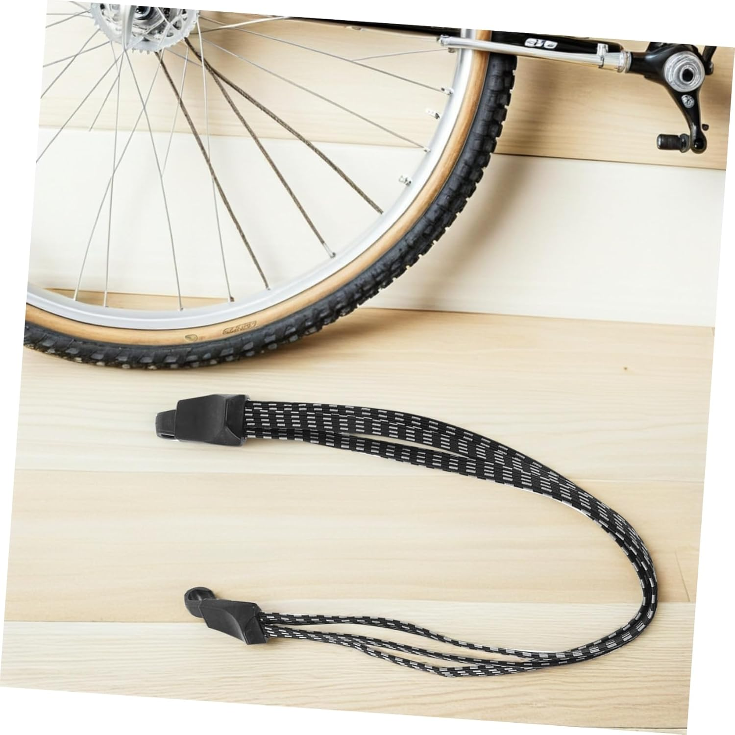 DINHEAROM 4Pcs Elastic Tie down Straps for Bikes Lightweight Flat Bungee Cords for Travel and Mountain Bike Luggage Securement Binding Rope for Bicycle Rack Stability image number 5