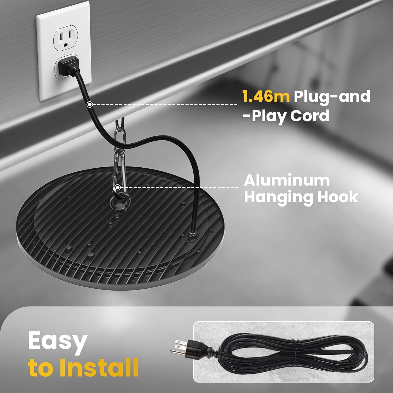 Advwin High Bay Lights 6500K 21000LM, LED Shop Light Lamp 1 Pack with Hook/Chain, IP 65 Waterproof, for Factory Warehouse Workshop Factory Store Garage Gym Industrial Shed image number 1