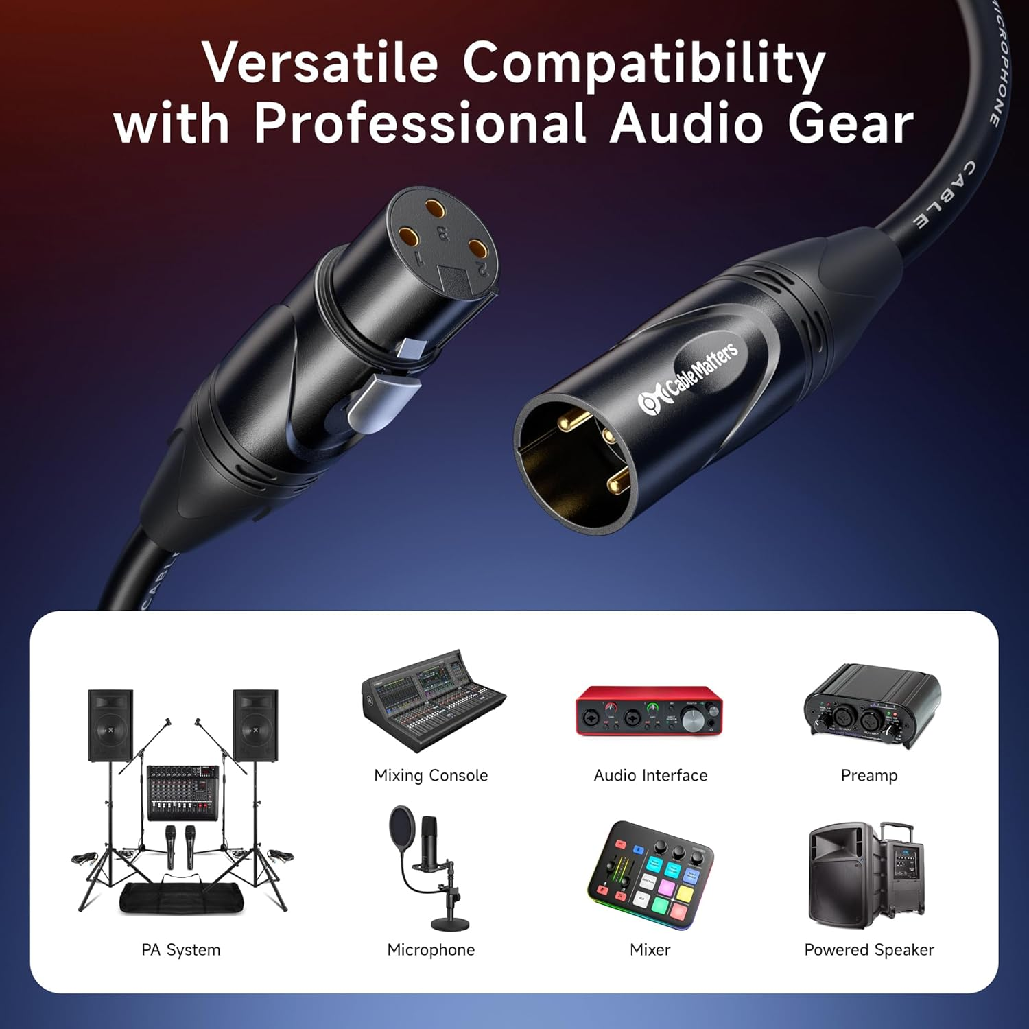 Cable Matters 2-Pack Premium XLR to XLR Cable - 0.9M, Male to Female Microphone Cable, Oxygen-Free Copper (OFC) Mic Cord, Black image number 3