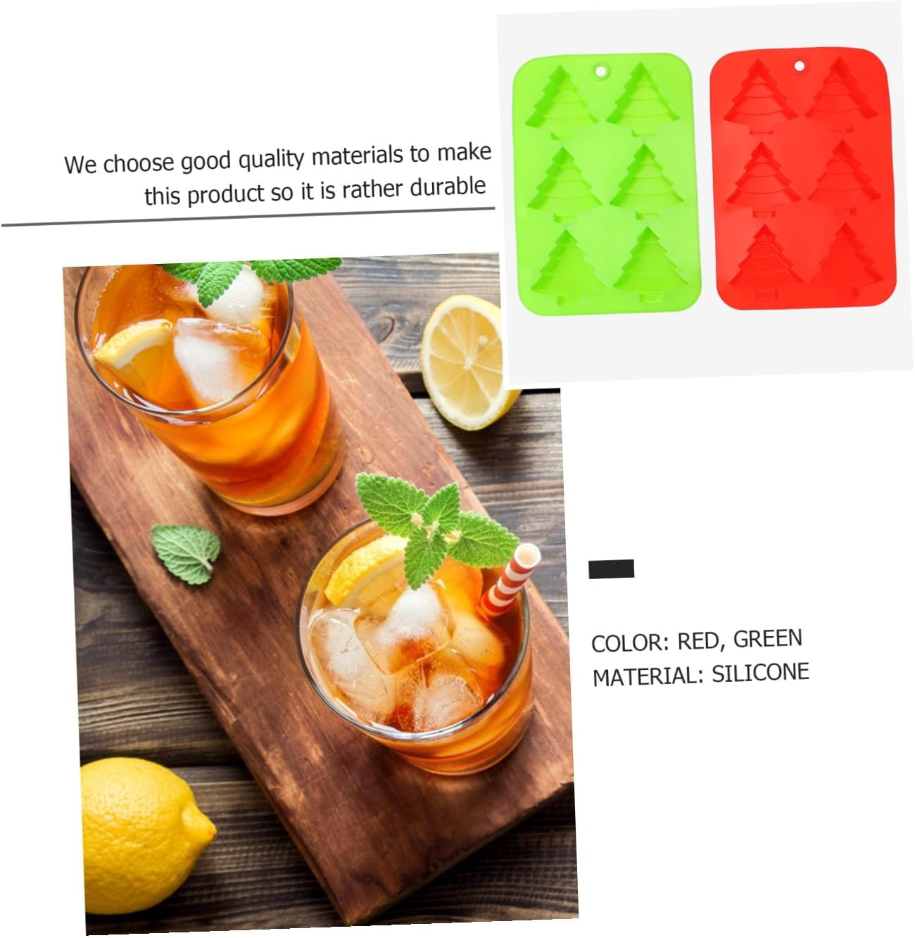 Baking Mould Set 2Pcs Christmas Tree Shape Fondant Mold Safe Silicone Material for Chocolates Cakes image number 1