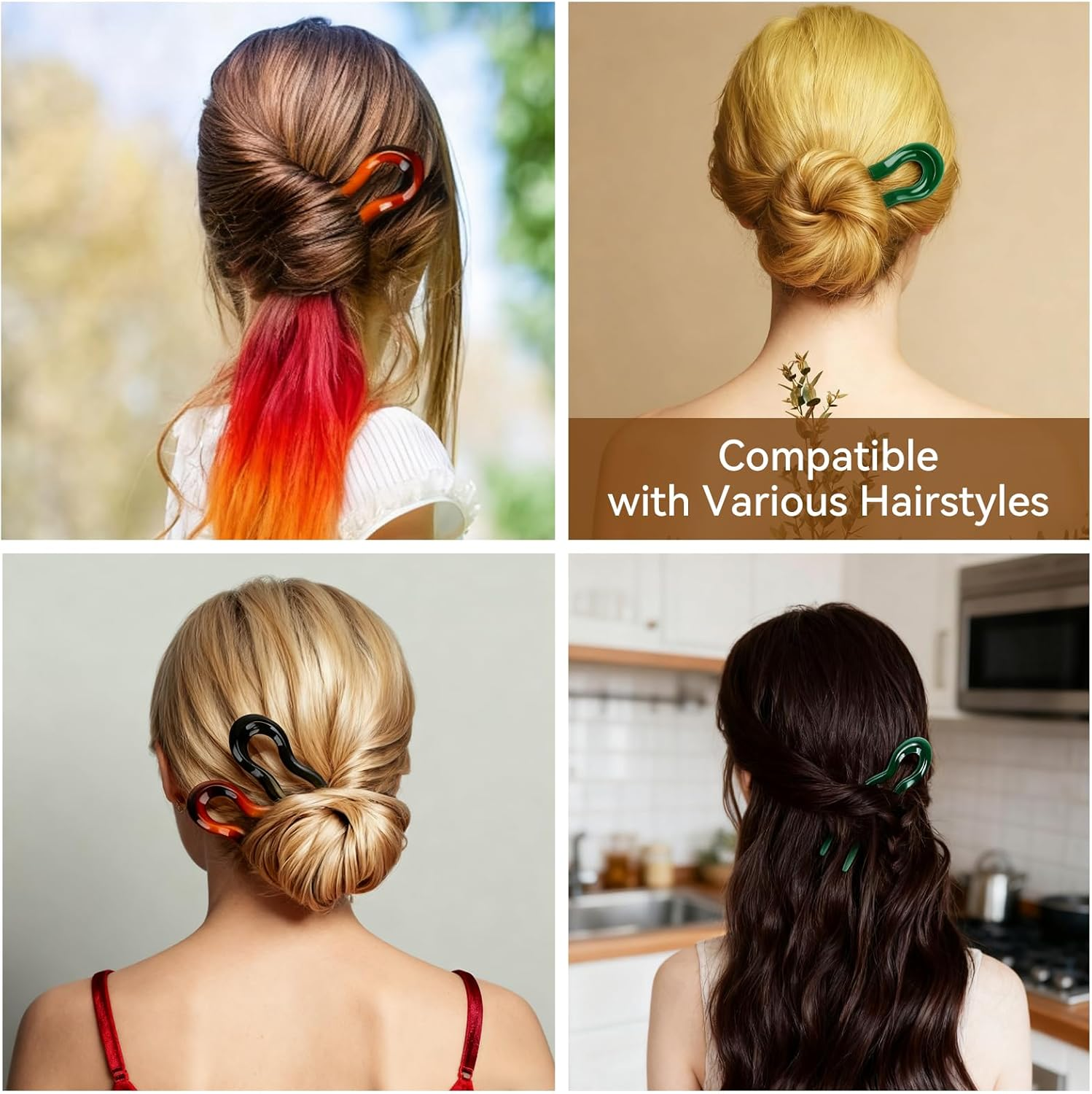 ONBPIY French Hair Pin 3 Pcs U Shaped Hair Pins for Women Updos Buns Hair Clip Hairstyle Accessories for Thin Thick Hair image number 3